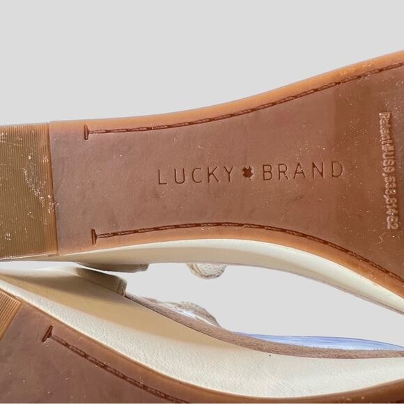 Lucky Brand Kaydyn Crochet Wedge Sandals Platform Open Toe Sandshell Size 8.5 - Picture 10 of 14